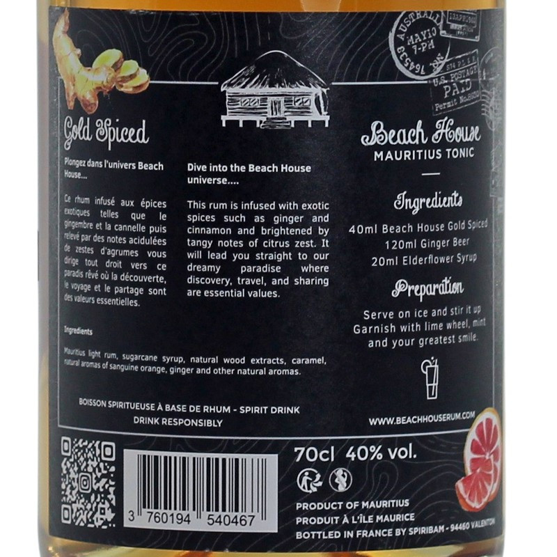 Beach House Gold Spiced 0,7 L 40% vol Beach House Gold Spiced 0,7 L 40% vol