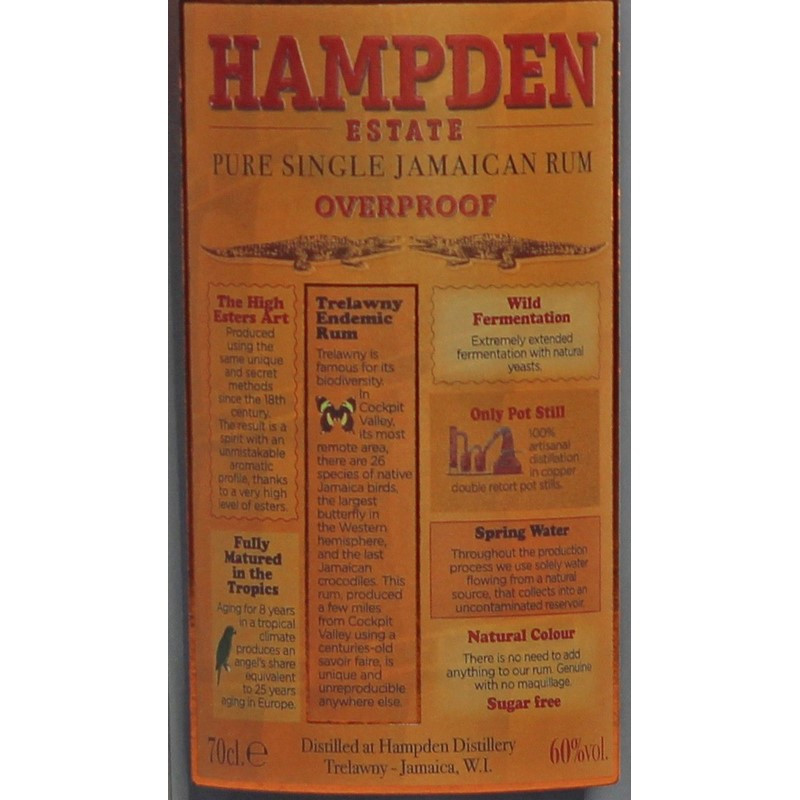 Hampden Estate Overproof 0,7 L 60% vol Hampden Estate Overproof 0,7 L 60% vol