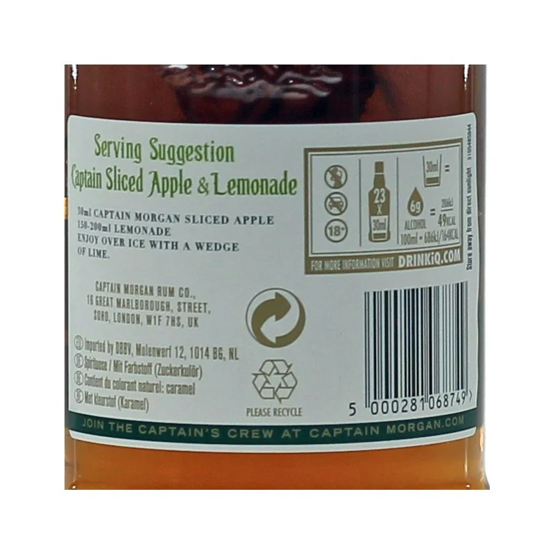 Captain Morgan Sliced Apple Spirit Drink 0,7 L 25% Captain Morgan Sliced Apple Spirit Drink 0,7 L 25%