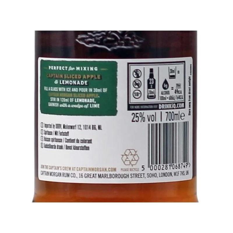 Captain Morgan Sliced Apple Spirit Drink 0,7 L 25% Captain Morgan Sliced Apple Spirit Drink 0,7 L 25%