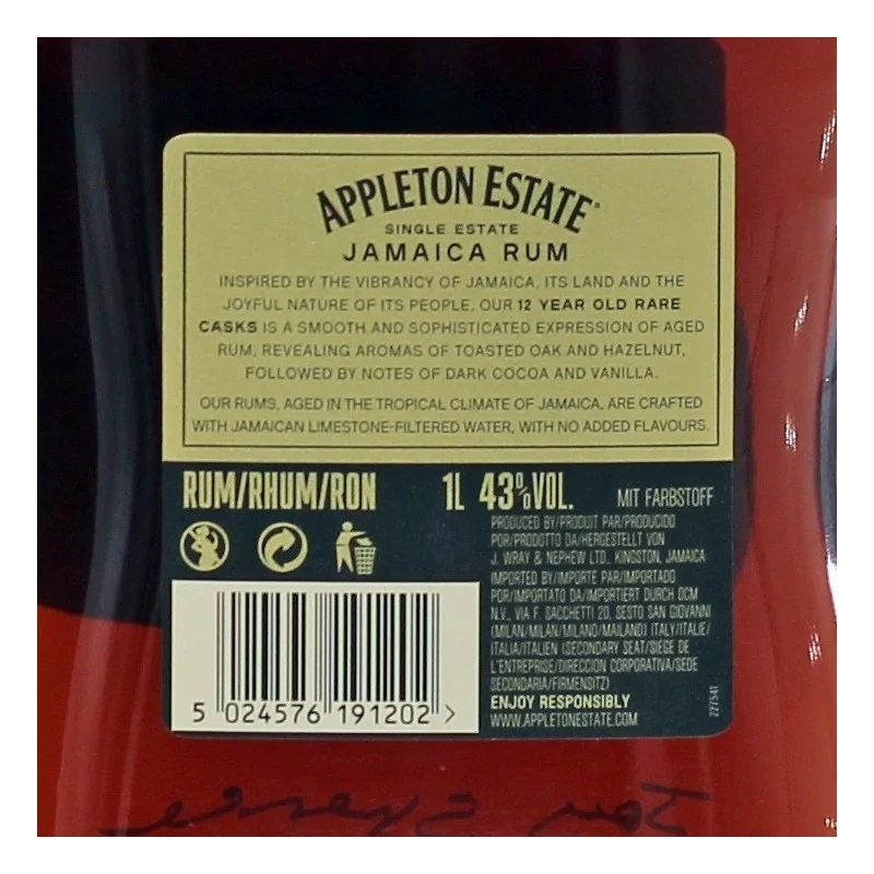 Appleton Estate Rare Cask Rum 12 Jahre 1 L 43 % vol Appleton Estate Rare Cask Rum 12 Jahre 1 L 43 % vol