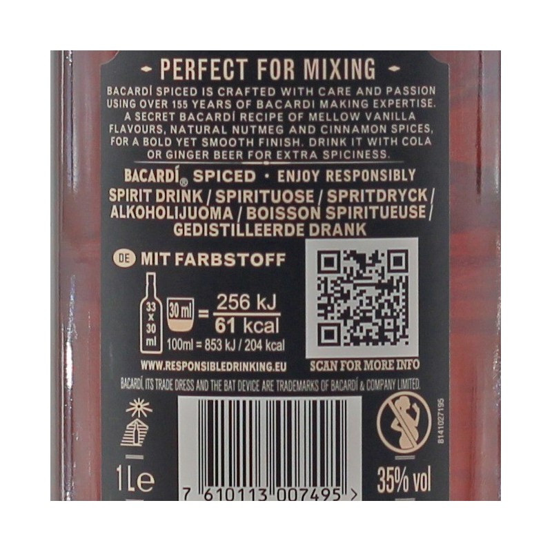 Bacardi Spiced 1 L 35% vol Bacardi Spiced 1 L 35% vol