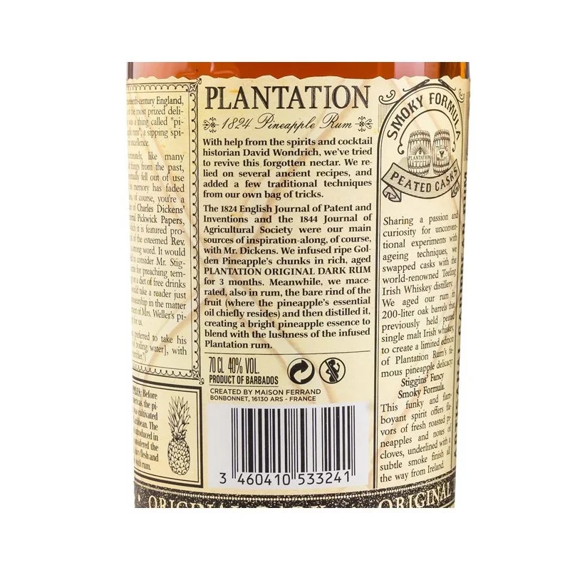 Plantation Stiggins Fancy Pineapple Smoky Formula 0,7 L 40% Plantation Stiggins Fancy Pineapple Smoky Formula 0,7 L 40%