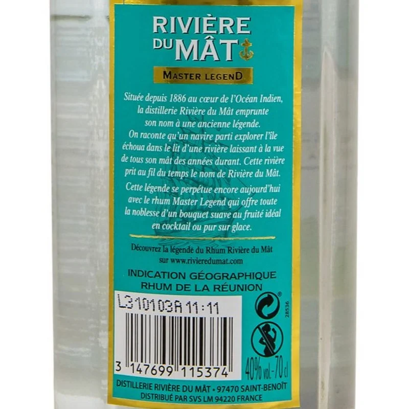 Riviere du Mat Rhum Traditional Blanc 0,7 L 40% vol Riviere du Mat Rhum Traditional Blanc 0,7 L 40% vol