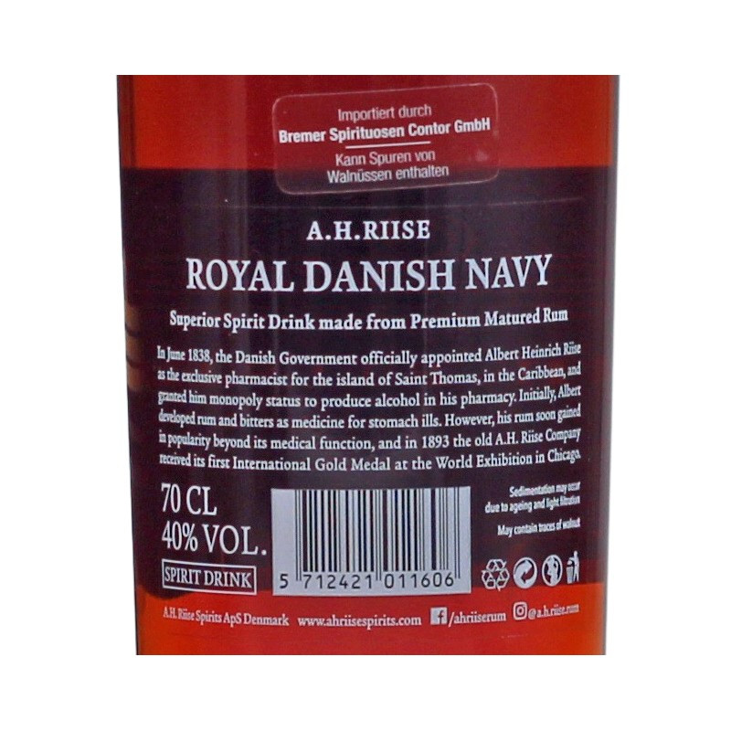 A.H. Riise Royal Danish Navy 0,7 L 40% vol