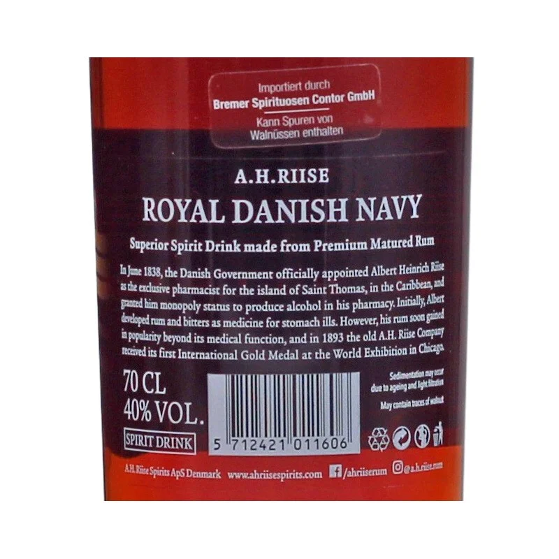 A.H. Riise Royal Danish Navy 0,7 L 40% vol A.H. Riise Royal Danish Navy 0,7 L 40% vol
