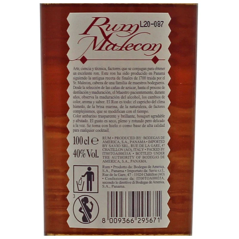 Malecon Rum 3 Jahre 1 L 40%vol Malecon Rum 3 Jahre 1 L 40%vol