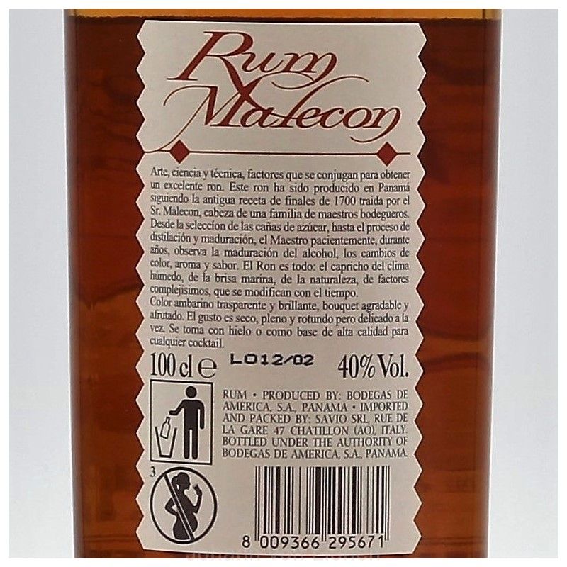 Malecon Rum 3 Jahre 1 L 40%vol Malecon Rum 3 Jahre 1 L 40%vol