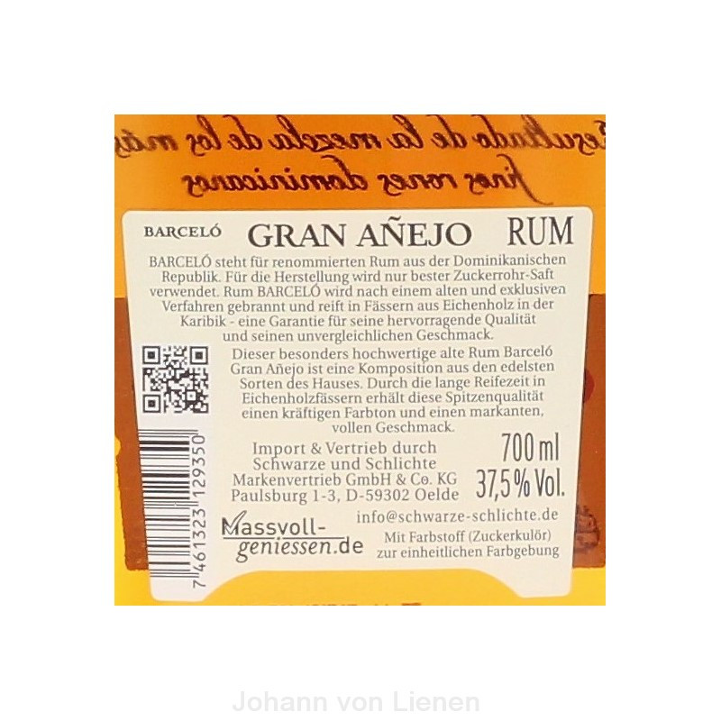 Barcelo Gran Anejo 5 Jahre 0,7 Ltr 37,5% Barcelo Gran Anejo 5 Jahre 0,7 Ltr 37,5%
