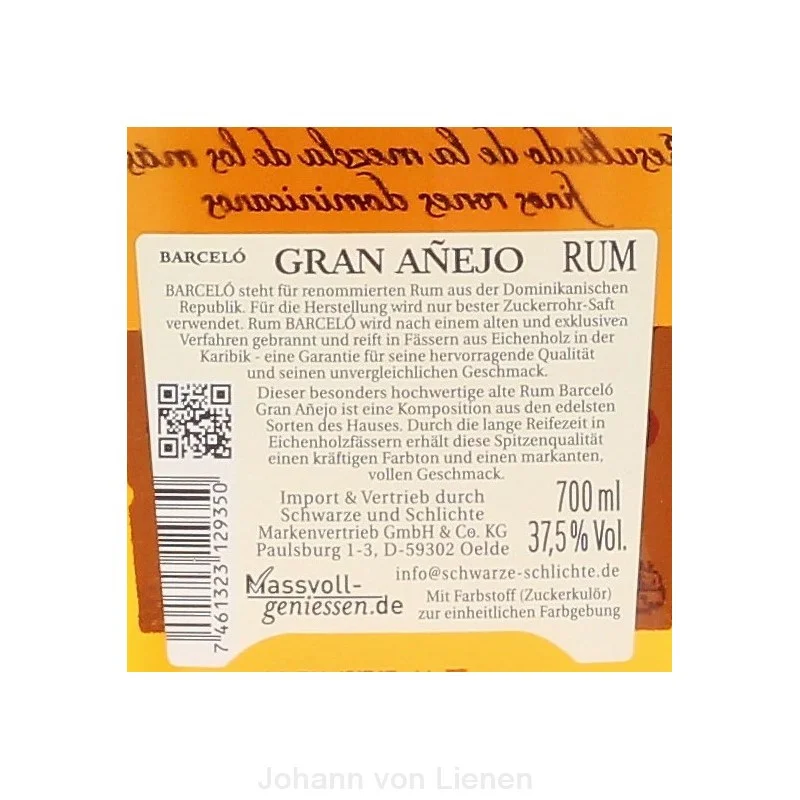 Barcelo Gran Anejo 5 Jahre 0,7 Ltr 37,5%