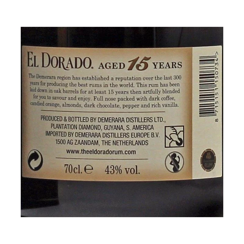 El Dorado 15 Jahre 0,7 L 43%vol