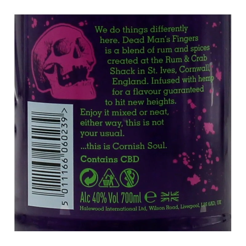 Dead Man's Fingers Hemp Spiced Rum 0,7 L 37,5% vol Dead Man's Fingers Hemp Spiced Rum 0,7 L 37,5% vol