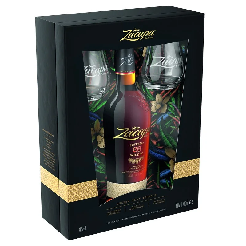 Ron Zacapa Centenario 23 mit 2 Gläsern 0,7 L 40% vol