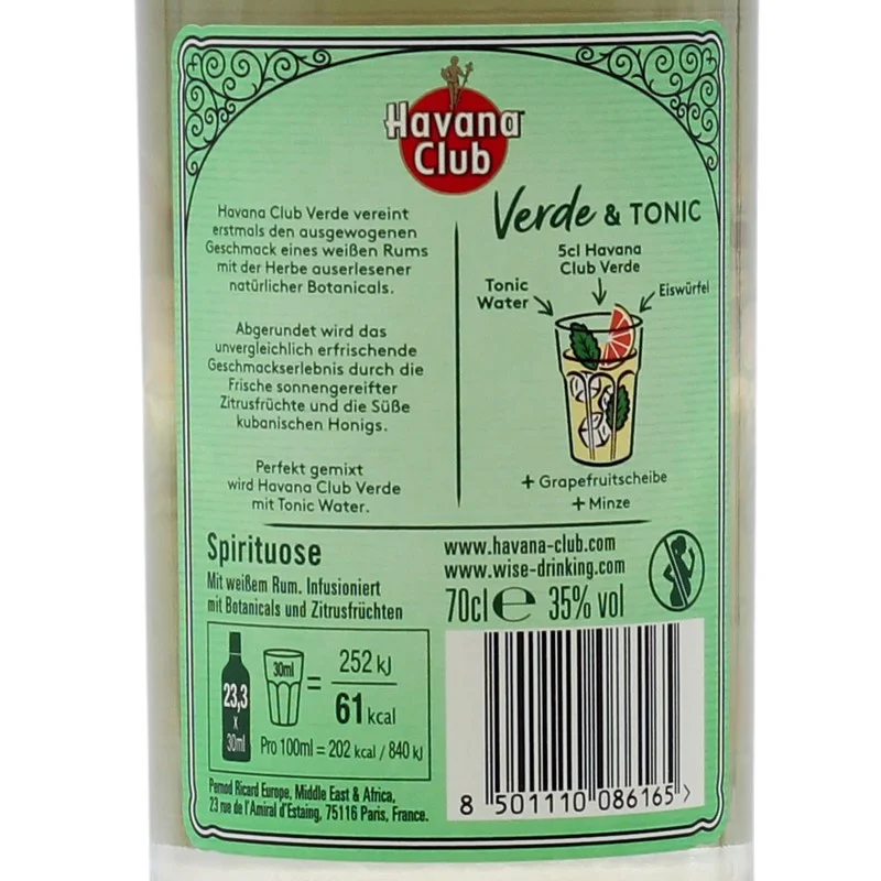 Havana Club Verde 0,7 L 35% vol Havana Club Verde 0,7 L 35% vol