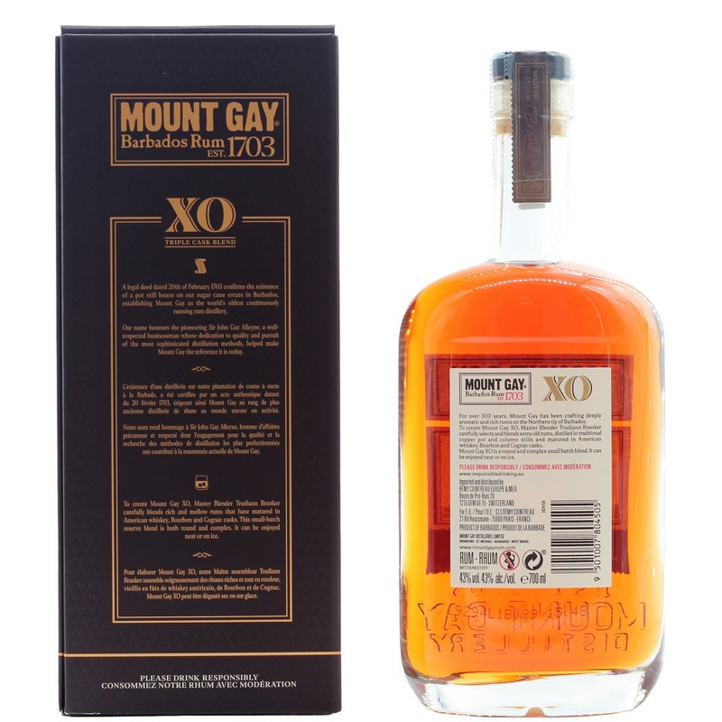 Mount Gay Rum XO Triple Cask Blend 0,7 L 43%vol. Mount Gay Rum XO Triple Cask Blend 0,7 L 43%vol.