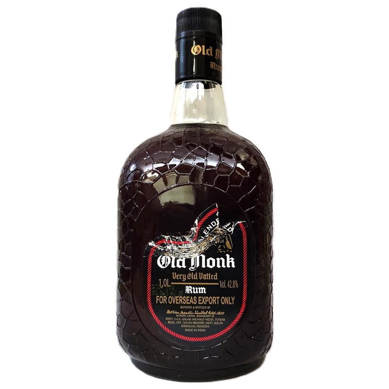 Old Monk Rum 7 Jahre Etikett beschädigt 1 L 42,8 % vol