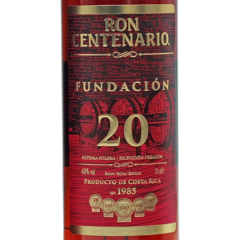 Ron Centenario Fundacion Rum 20 Jahre 0,7 L 40% vol Ron Centenario Fundacion Rum 20 Jahre 0,7 L 40% vol