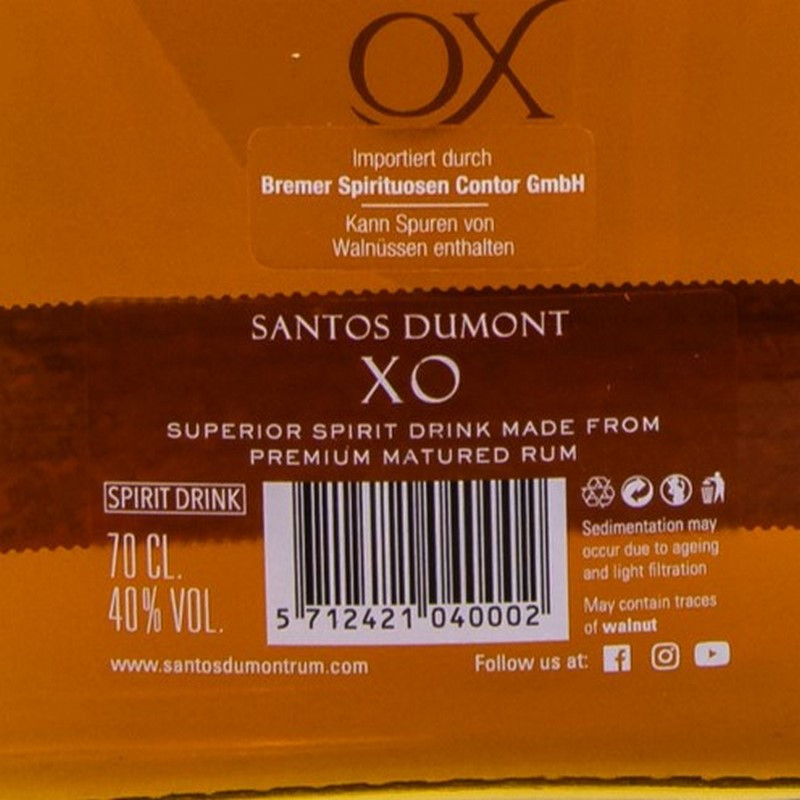 Santos Dumont XO Rum Spirit Drink 0,7 L 40 % vol