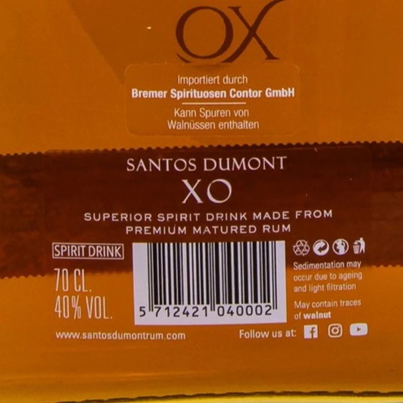 Santos Dumont XO Rum Spirit Drink 0,7 L 40 % vol