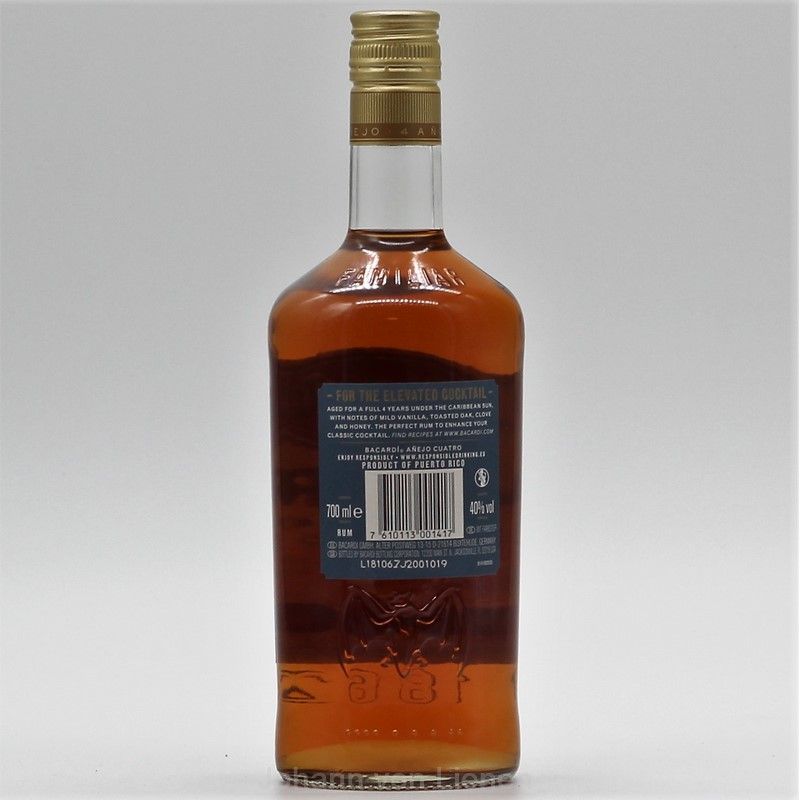 Bacardi Anejo Cuatro Rum 4 Jahre 0,7 L 40%vol Bacardi Anejo Cuatro Rum 4 Jahre 0,7 L 40%vol