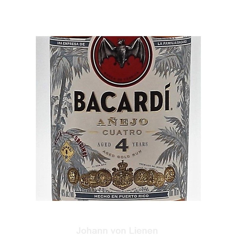 Bacardi Anejo Cuatro Rum 4 Jahre 0,7 L 40%vol Bacardi Anejo Cuatro Rum 4 Jahre 0,7 L 40%vol