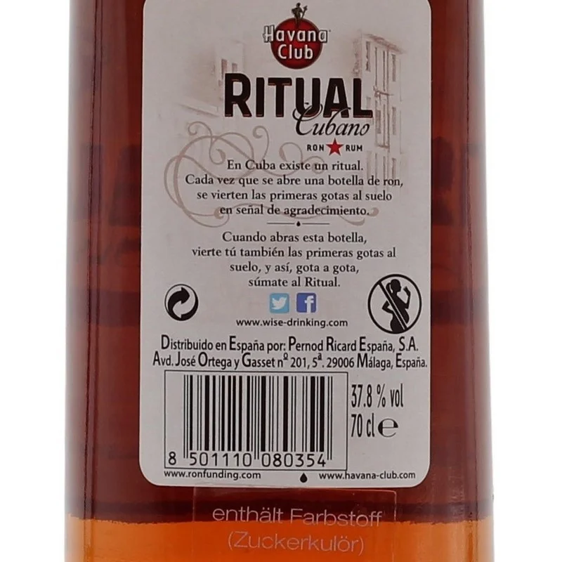 Havana Club Ritual Cubano Rum 0,7 L 37,8% vol Havana Club Ritual Cubano Rum 0,7 L 37,8% vol