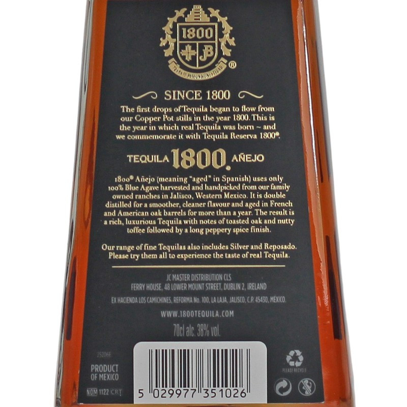 1800 Tequila Anejo 0,7 L 38% vol