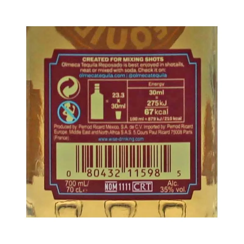 Olmeca Tequila Reposado 0,7 L 35%vol Olmeca Tequila Reposado 0,7 L 35%vol