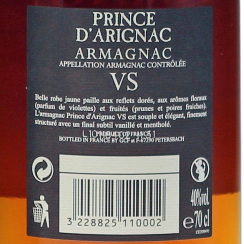Prince d'Arignac VS Armagnac 0,7 L 40% vol