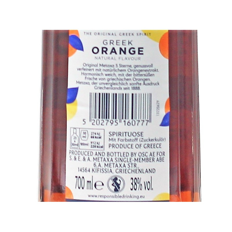 Metaxa Greek Orange 0,7 L 38% vol Metaxa Greek Orange 0,7 L 38% vol