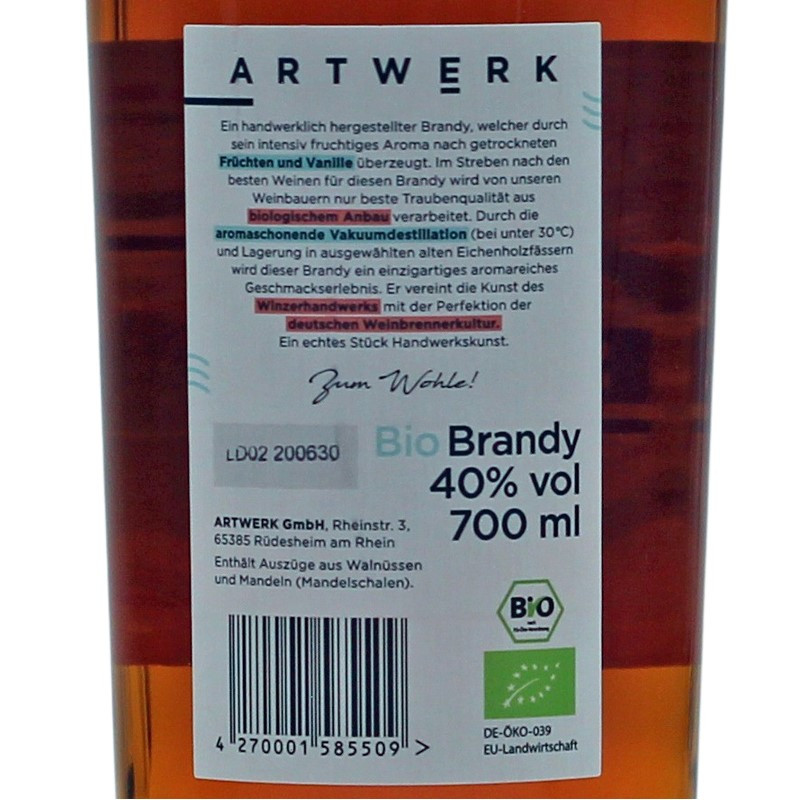 Artwerk Bio Brandy 0,7 L 40% vol