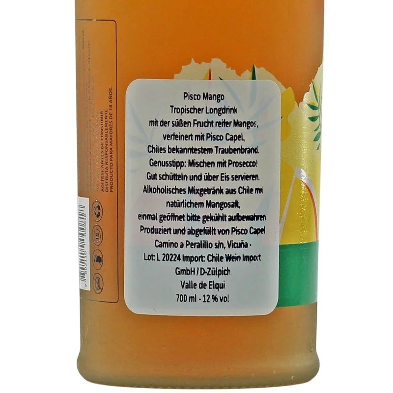 Pisco Capel Mango Sour 0,7 L 12% vol Pisco Capel Mango Sour 0,7 L 12% vol