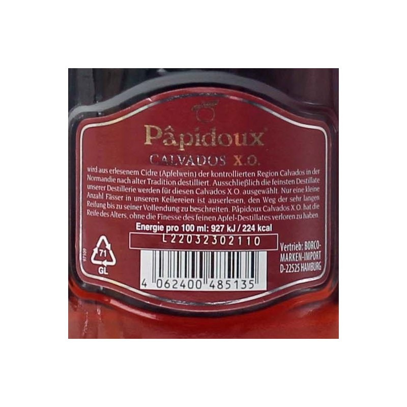 Papidoux Calvados XO 0,7 L 40% vol