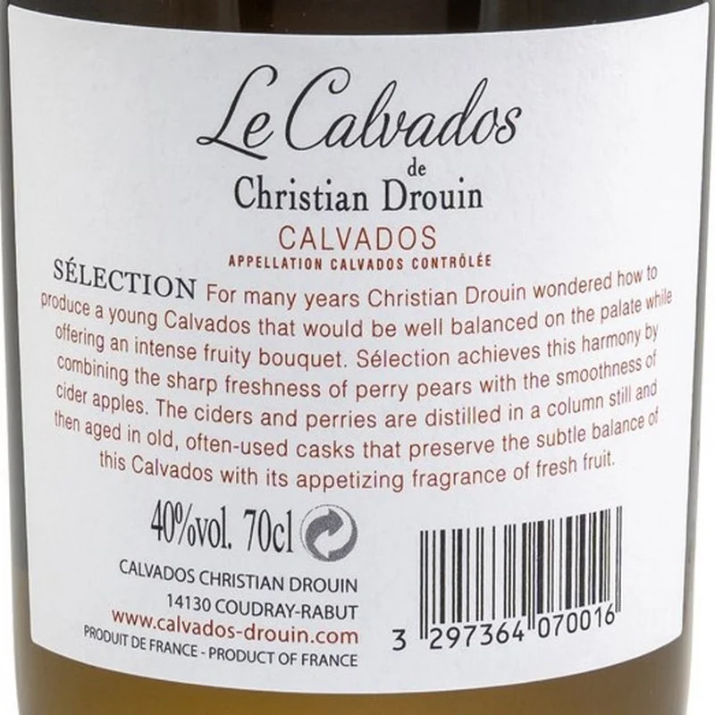 Christian Drouin Selection Calvados 0,7 L 40% vol Christian Drouin Selection Calvados 0,7 L 40% vol