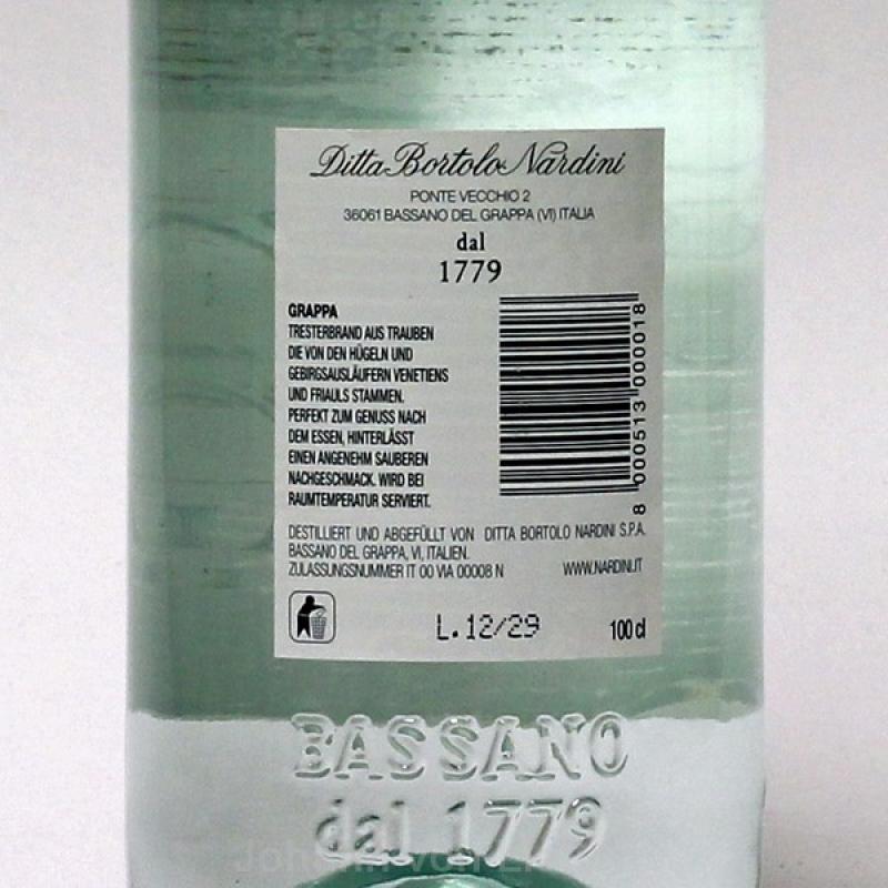Nardini Grappa Bianca 1 L 50%vol Nardini Grappa Bianca 1 L 50%vol