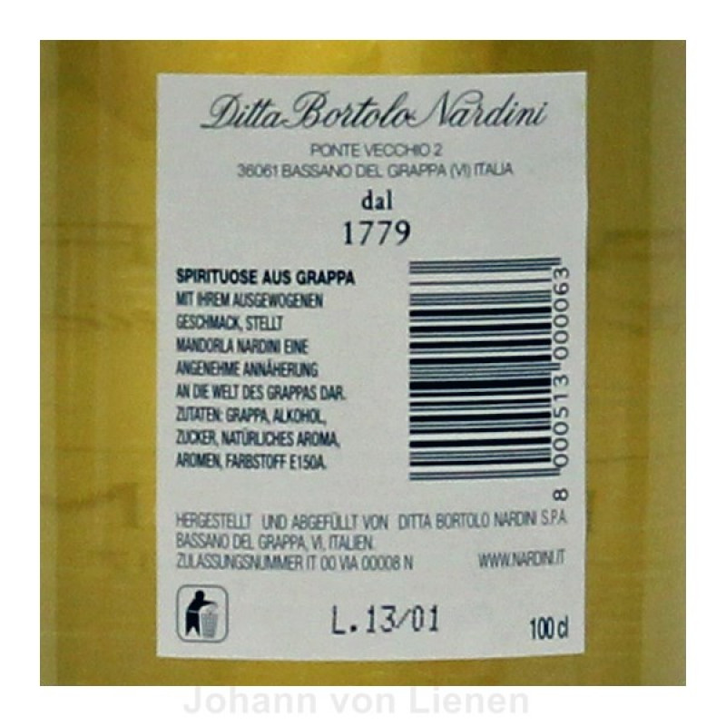 Nardini Mandorla Grappa 1 L Nardini Mandorla Grappa 1 L