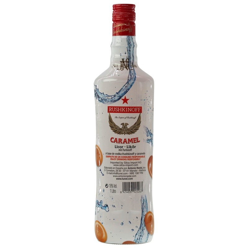 Rushkinoff Vodka Caramel Likör 1 L 18% vol Rushkinoff Vodka Caramel Likör 1 L 18% vol