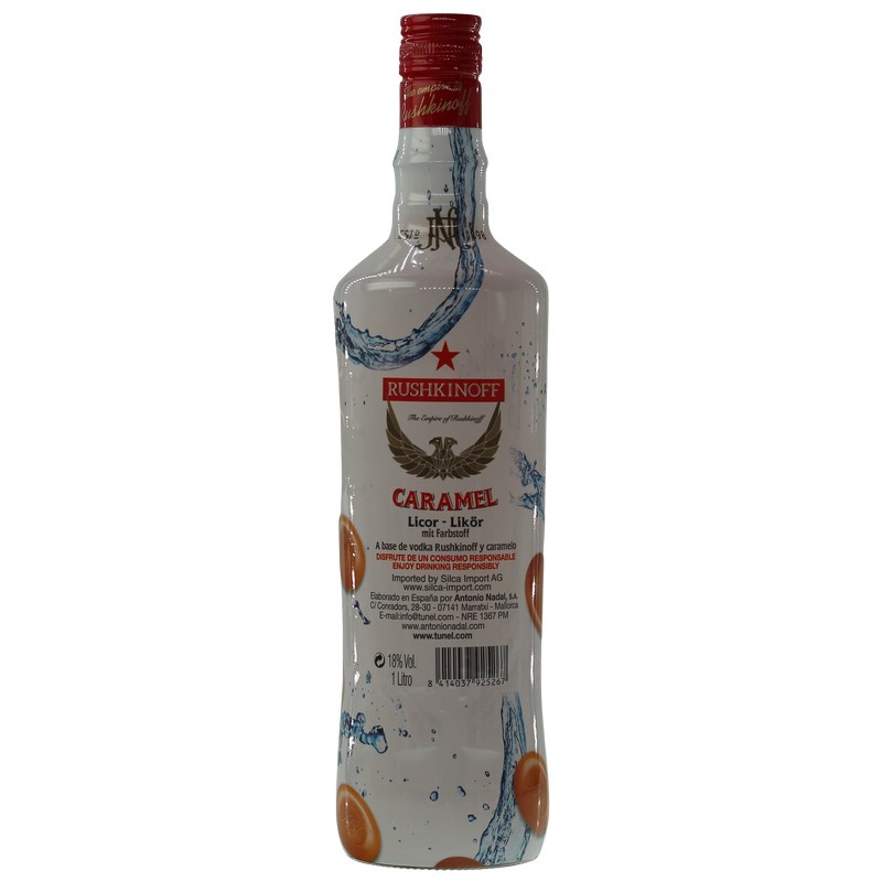 Rushkinoff Vodka Caramel Likör 1 L 18% vol Rushkinoff Vodka Caramel Likör 1 L 18% vol