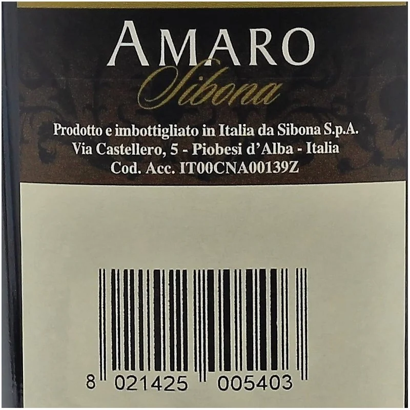 Sibona Amaro 0,5 L 28%vol Sibona Amaro 0,5 L 28%vol