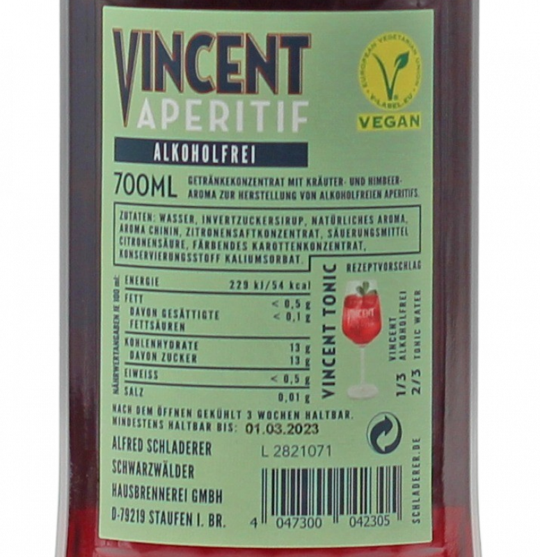 Vincent Aperitif alkoholfrei 0,7 L 0% vol