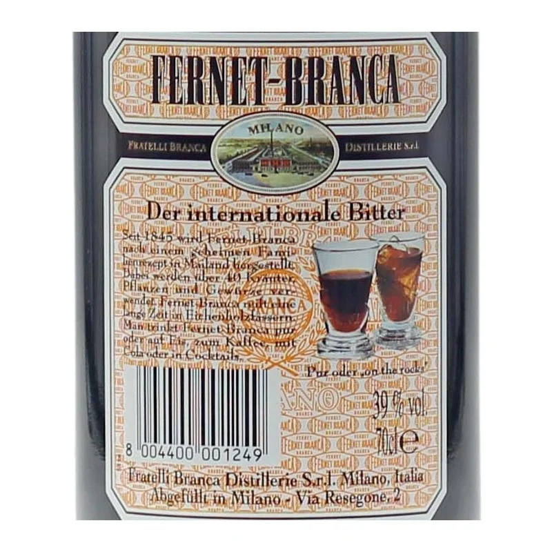 Fernet Branca Bitter Likör 0,7 L 35 % vol Fernet Branca Bitter Likör 0,7 L 35 % vol
