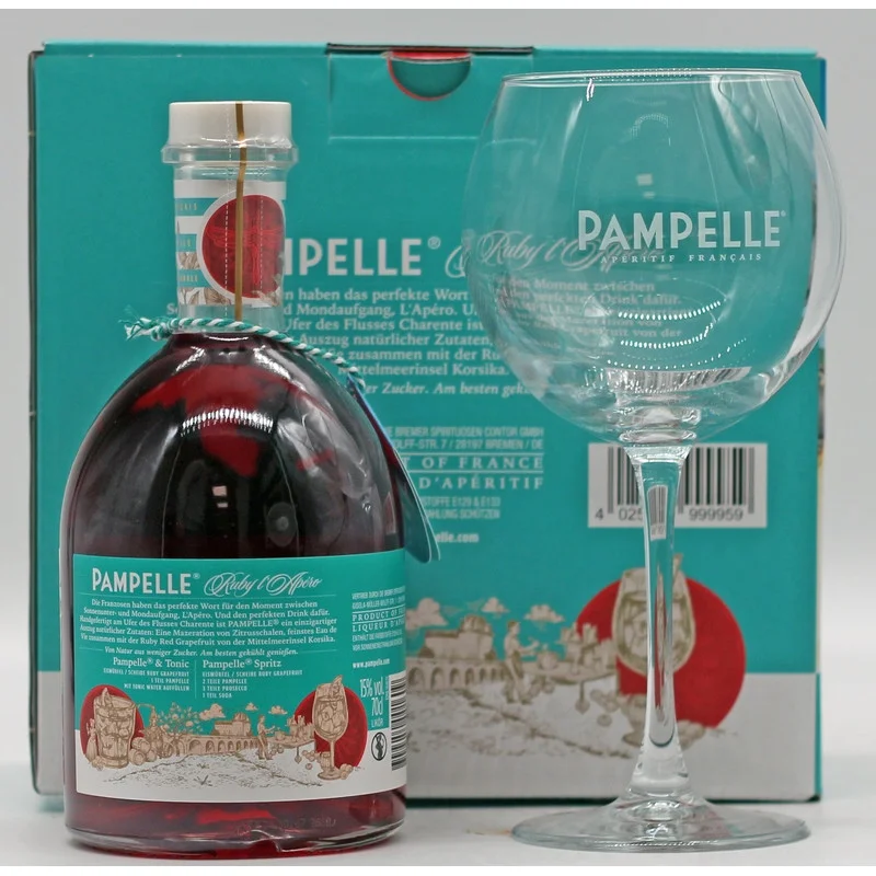 Pampelle Ruby l'apéro Geschenkset mit Glas 0,7 L 15% vol