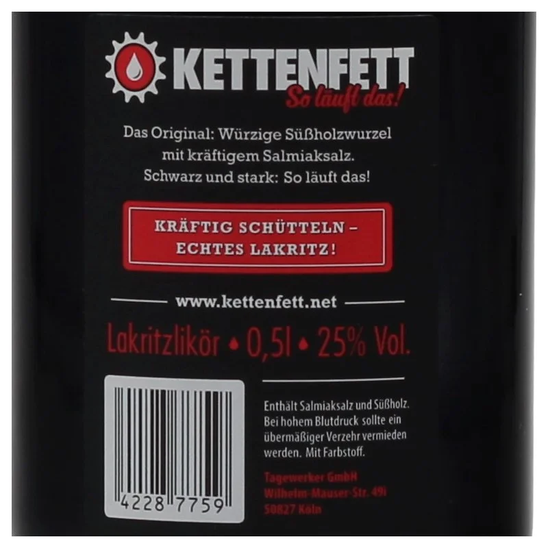 Kettenfett Lakritzlikör 0,5 L 25% vol