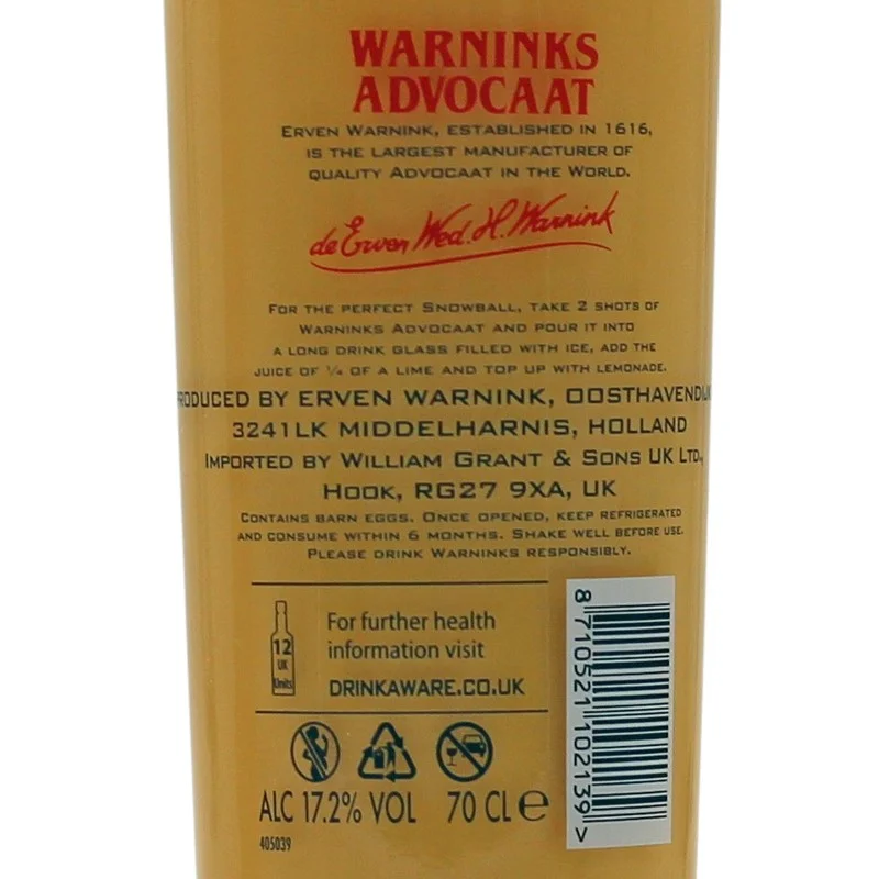 Warninks Advocaat Eierlikör 0,7 L 17,2% vol Warninks Advocaat Eierlikör 0,7 L 17,2% vol