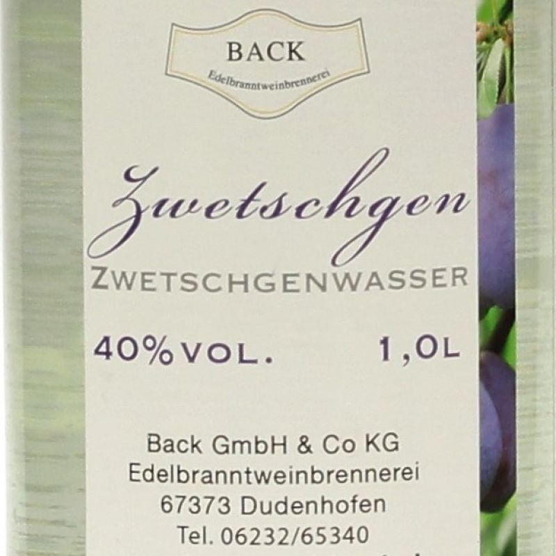 BACK Zwetschgenwasser 1 L 40%vol BACK Zwetschgenwasser 1 L 40%vol