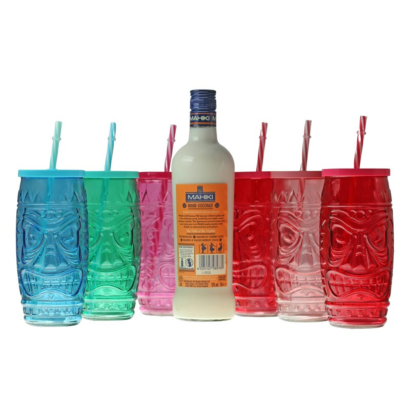 Mahiki White Coconut mit 6 Tiki-Gläsern 0,7 L 16% vol