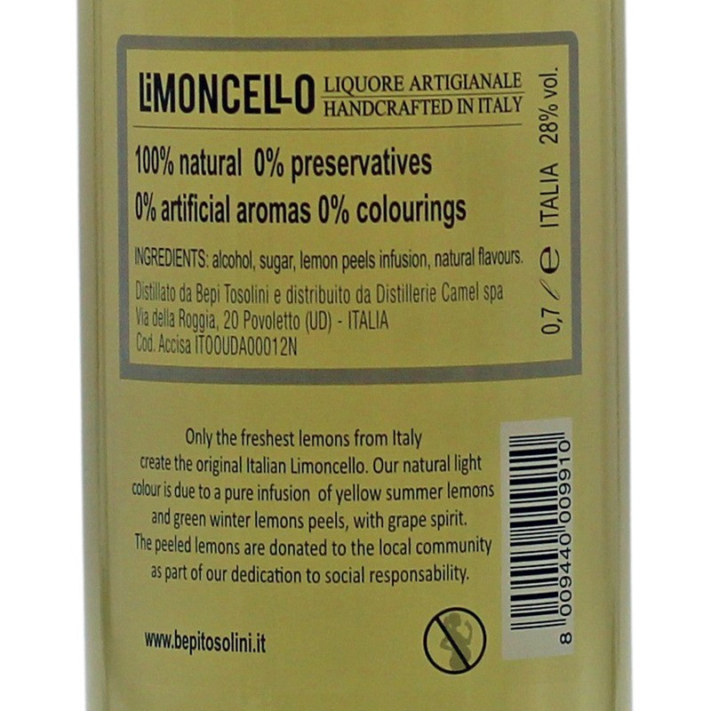 Tosolini Limoncello 0,7 L 28% vol Tosolini Limoncello 0,7 L 28% vol