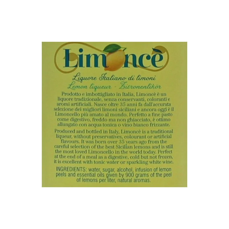 Limonce Limoncello Tradizionale 0,5 L 25% vol Limonce Limoncello Tradizionale 0,5 L 25% vol