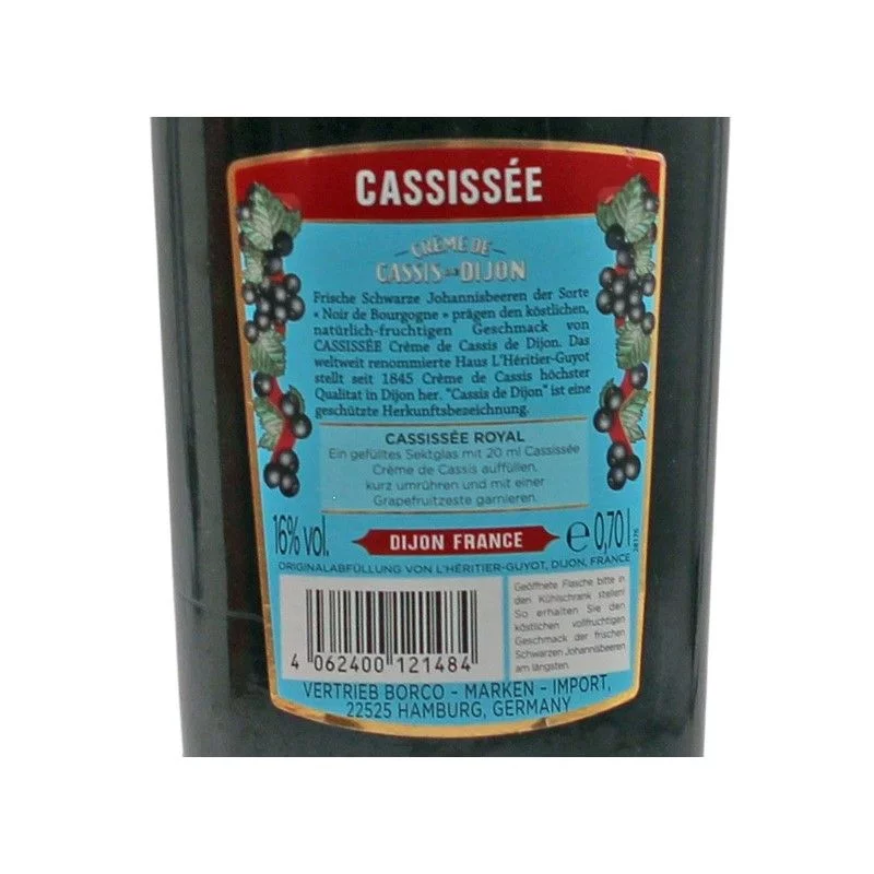 Cassissee Creme de Cassis de Dijon Likör 0,7 L 16 % vol