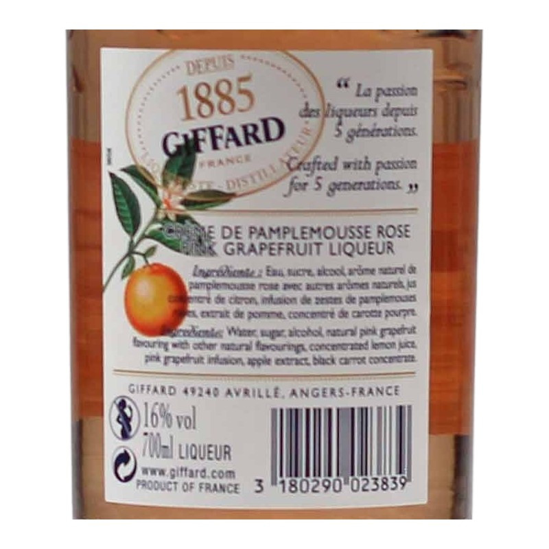 Giffard Creme de Pamplemousse Rose Pink Grapefruit 0,7 L 16% Giffard Creme de Pamplemousse Rose Pink Grapefruit 0,7 L 16%